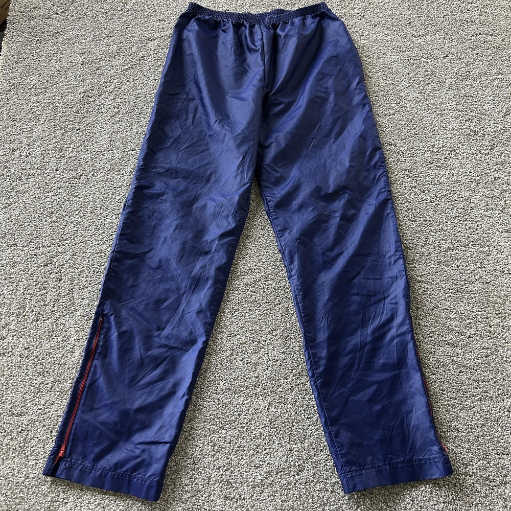 Brooks Track Pants Mens Medium Blue Woven Elastic Waist Zip Hem Pockets Logo